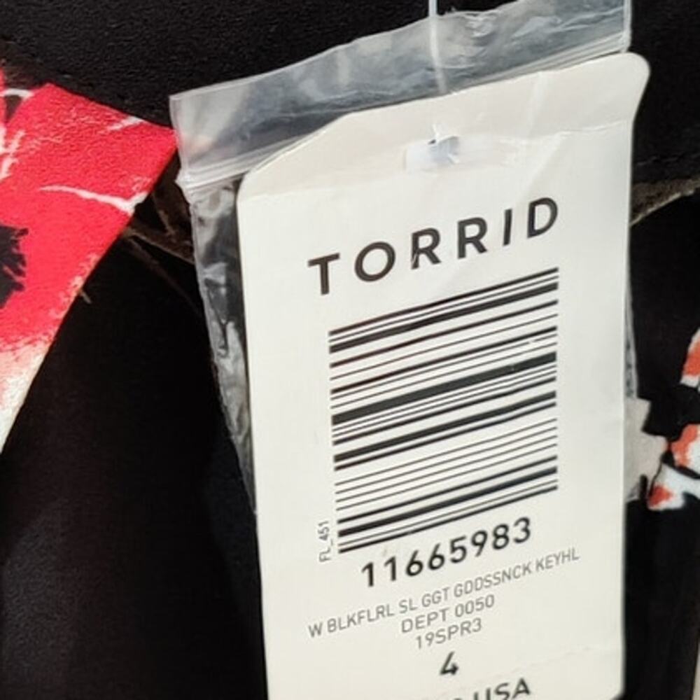Torrid‎ Floral Black Halter Tank Top Size 4X Hi-Low Tunic Sleeveless Blouse - Picture 6 of 8